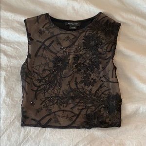 Cropped black lace top